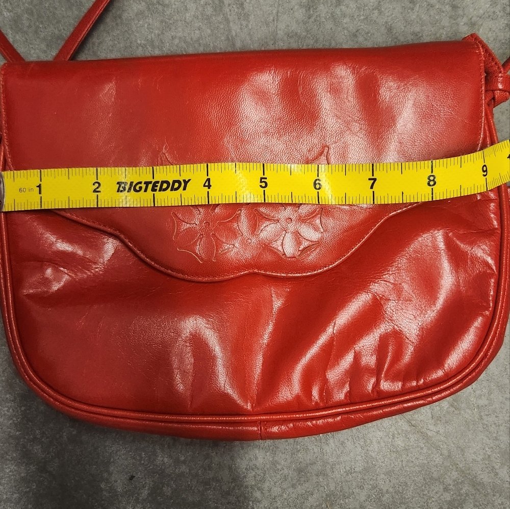 Vintage‎ 80s Red Leather Shoulder Bag Coret Made In Canada Faux Leather - Picture 10 of 10